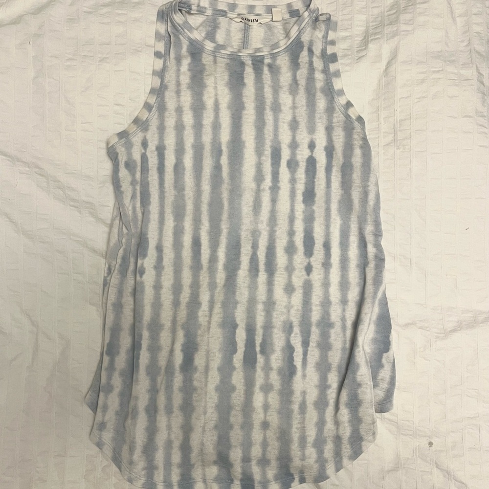 Athleta Tie-Dye Tank Workout Top Blue and White